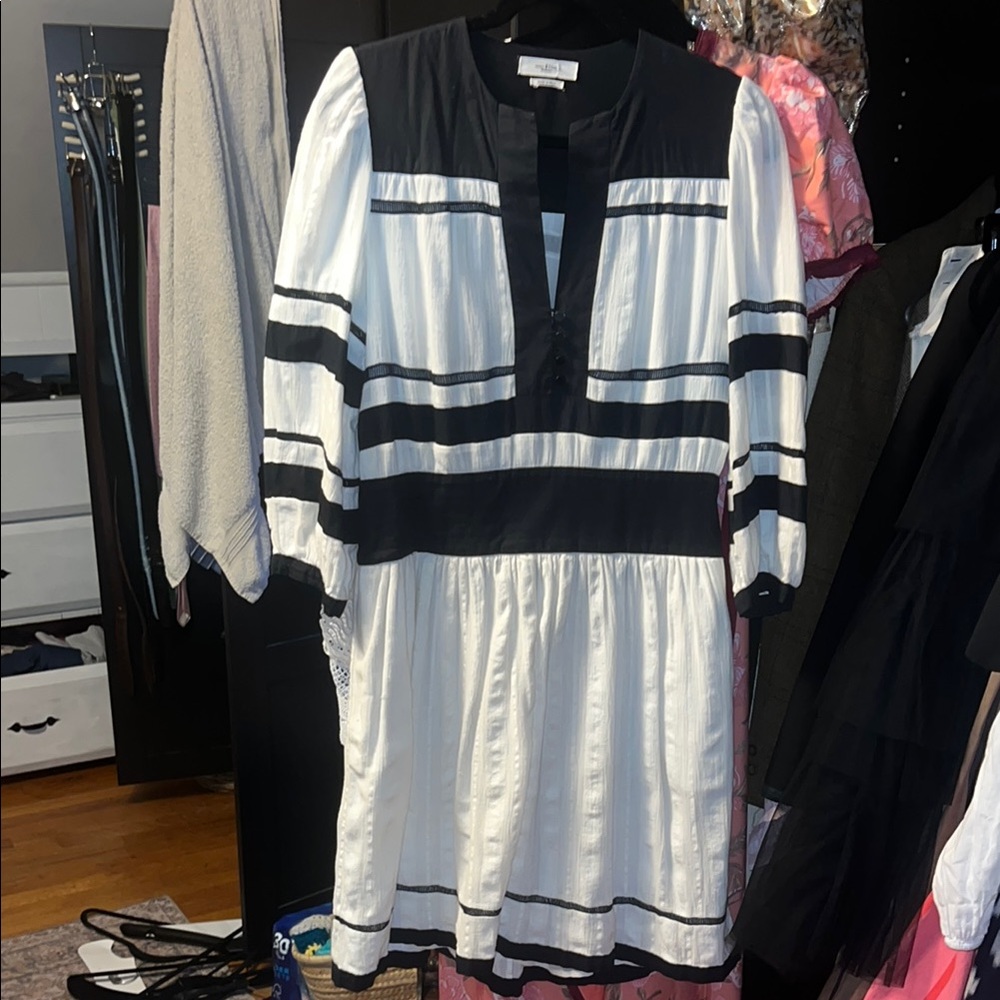 Isabel Marant Black and White Long Sleeve Dress